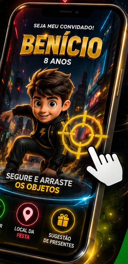 Capa interativa com segure e arraste